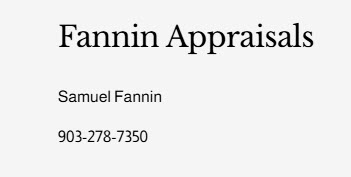 Fannin Appraisals, DeKalb TX 75559 Fannin Appraisals