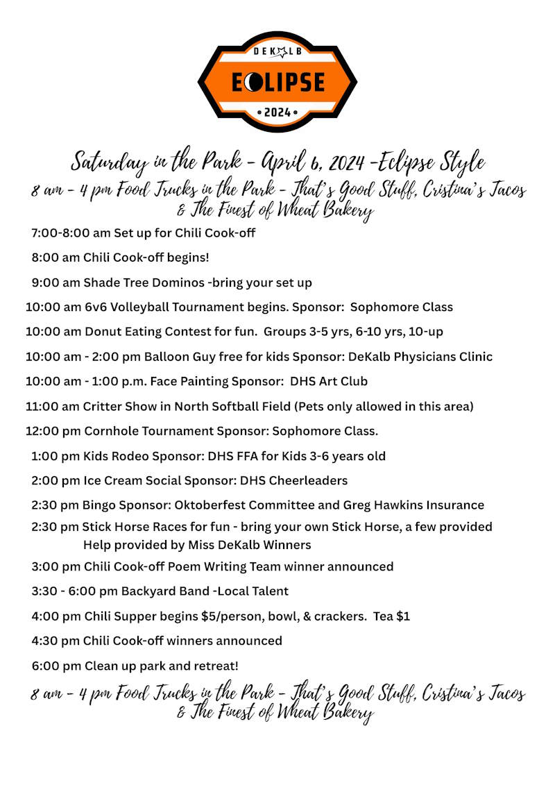 Saturday in the Park Schedule Saturday in the Park Schedule