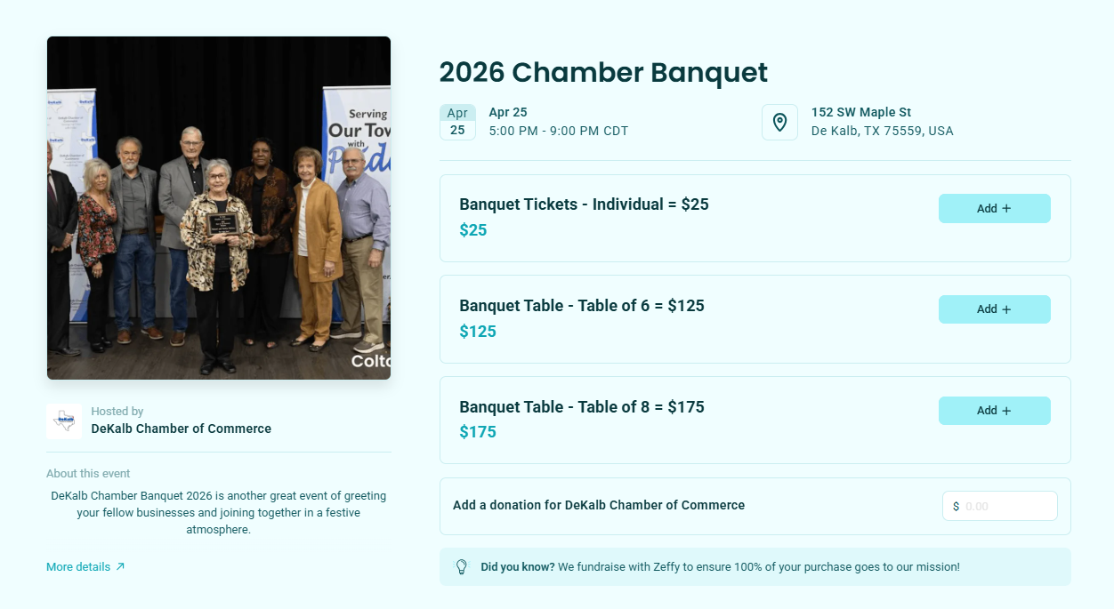 Zeffy 2026 Banquet Tickets